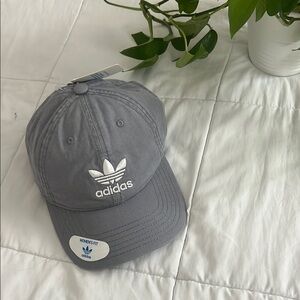 Adidas Gray and White Trefoil Logo Hat